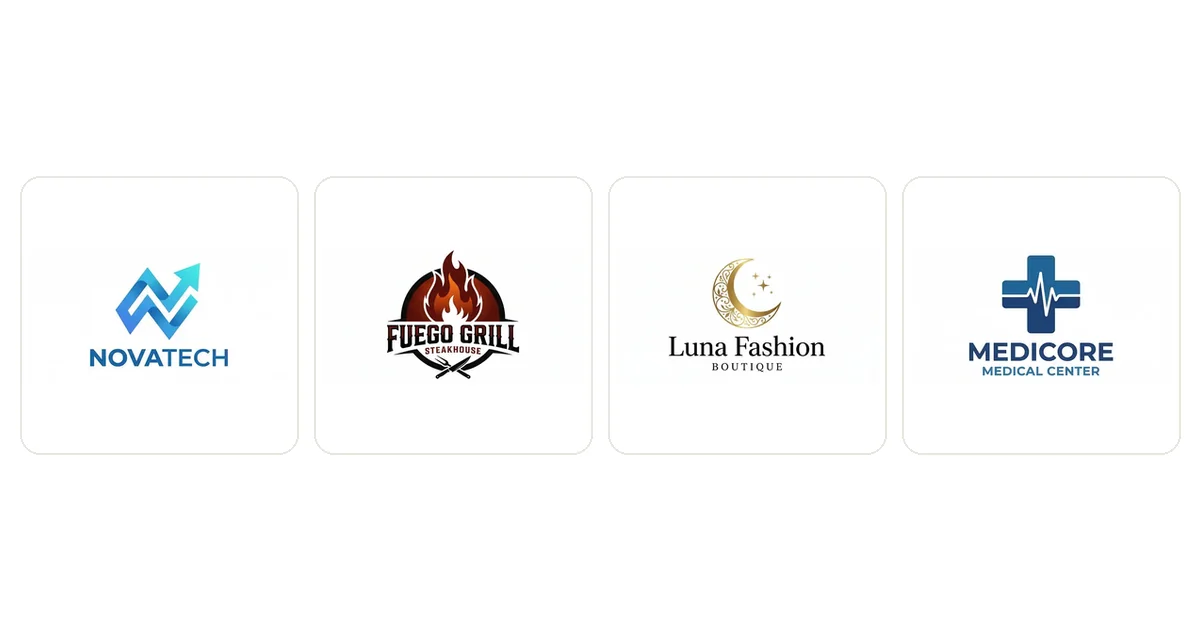 Ejemplos de logos creados con LogoAhora por industria y estilo
