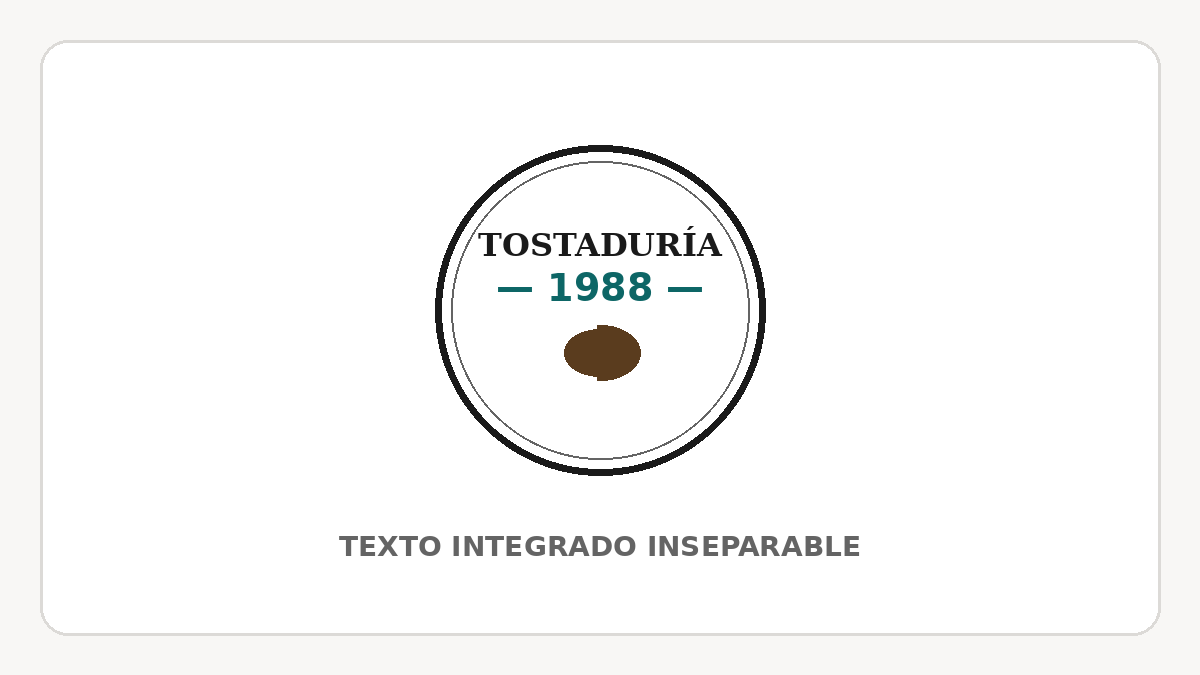 Ejemplo original de isologo emblema circular con texto integrado TOSTADURÍA 1988
