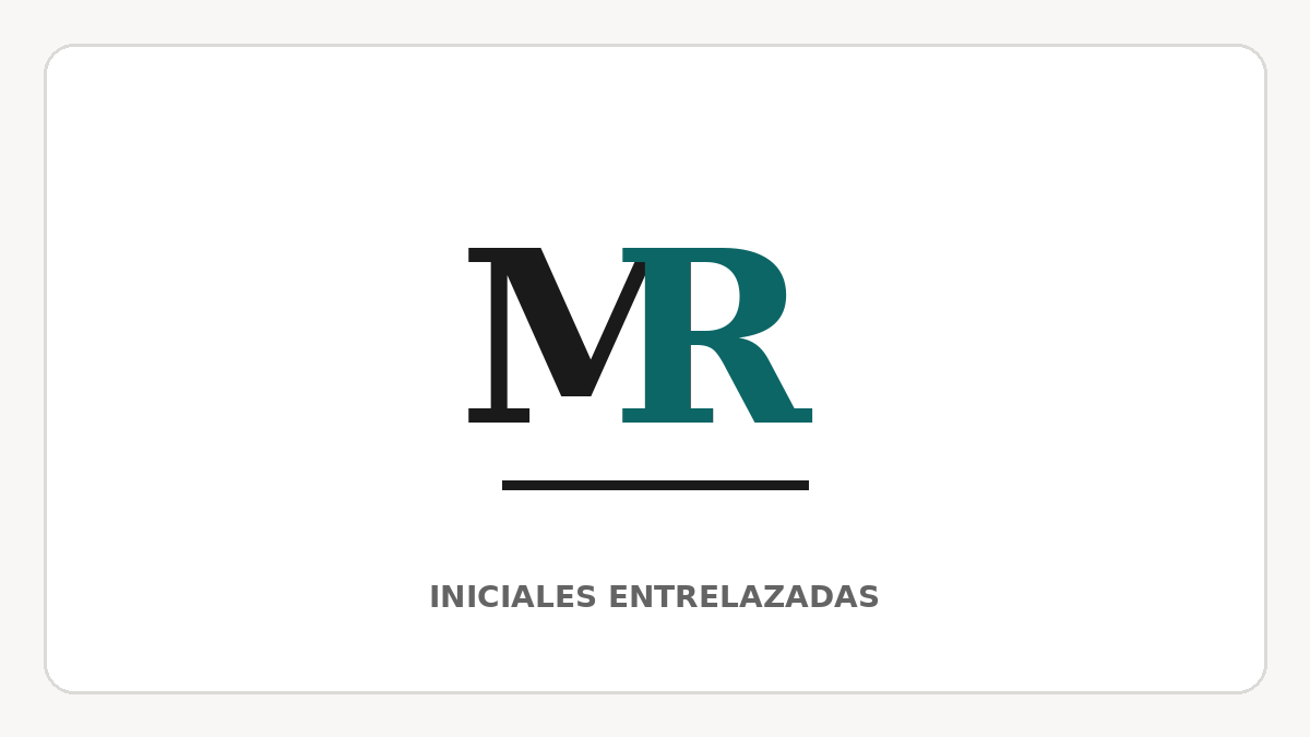 Ejemplo original de monograma con iniciales MR entrelazadas