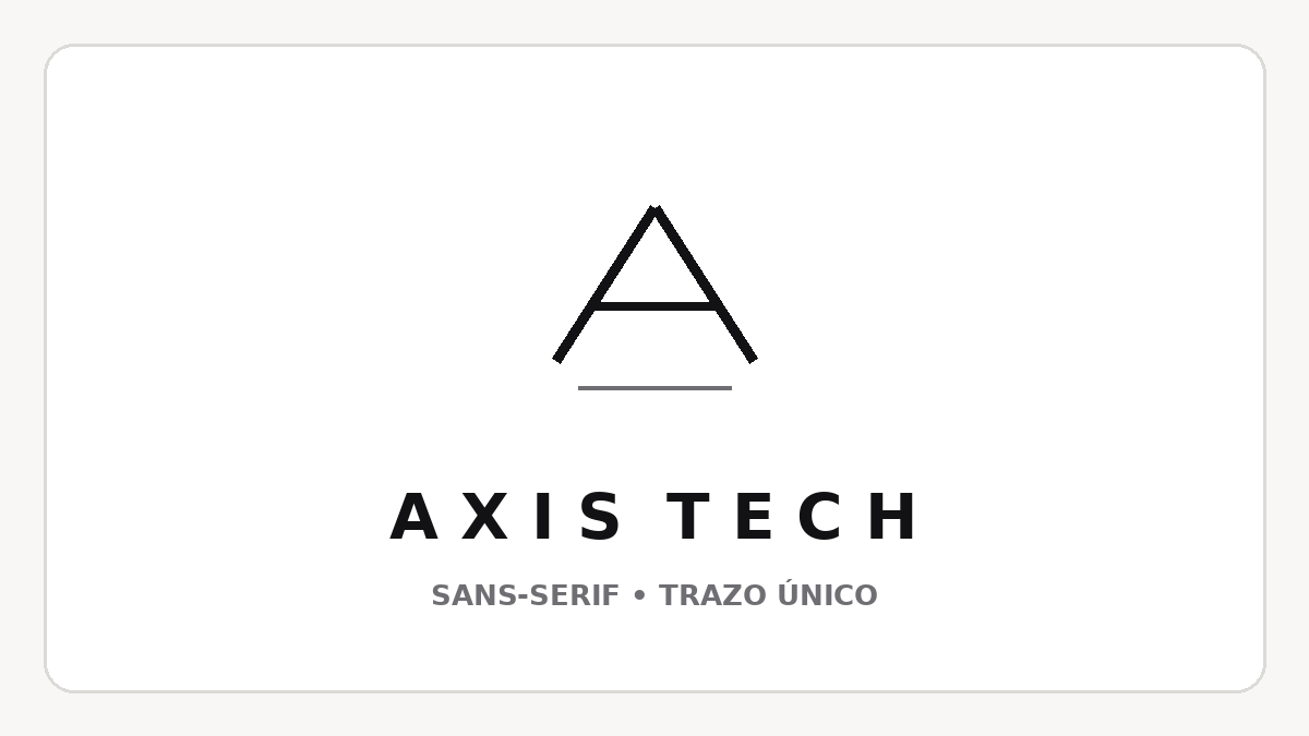 Logo minimalista Axis Tech con tipografía sans-serif y marca geométrica