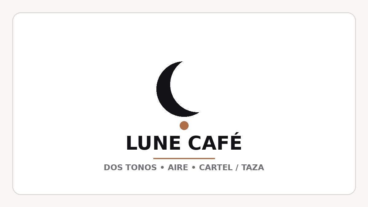 Logo minimalista Lune Café en dos tonos con espacio en blanco