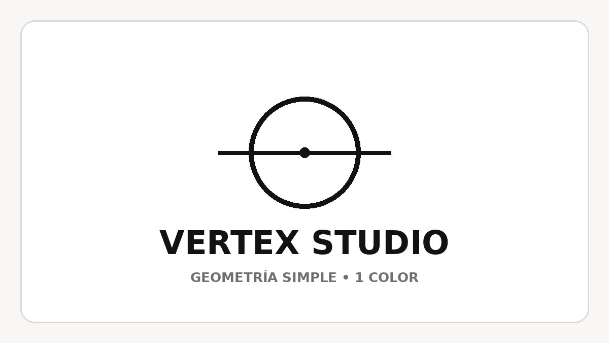 Logo minimalista Vertex Studio en negro sobre blanco con forma circular simple